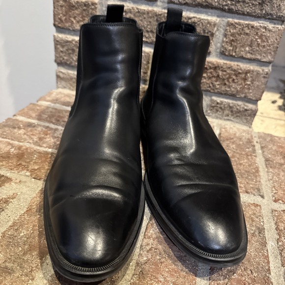 BOSS Derrk Chelsea Boot Mens Size 10.5 Black Leather Italy Ankle Dress Pull On - Picture 15 of 16